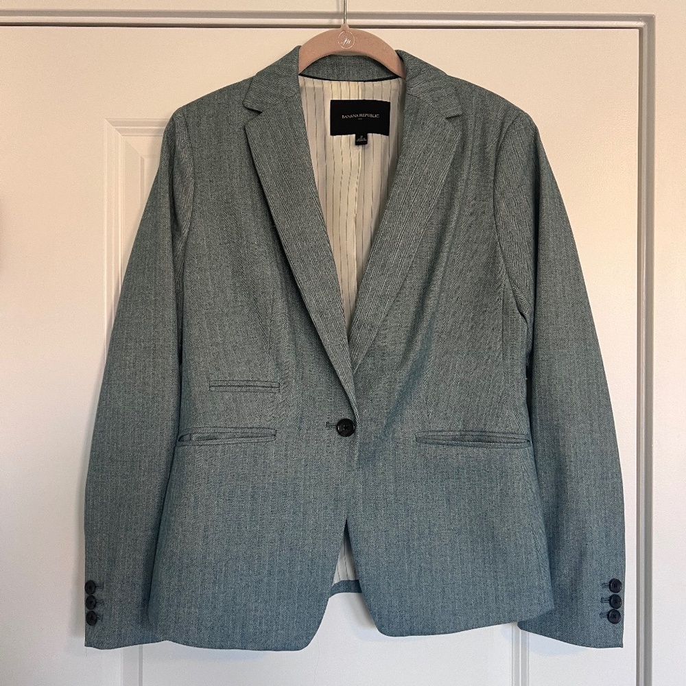 Banana Republic Teal Herringbone Blazer - Size 2